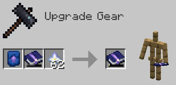 Улучшение книги опыта до 3 уровня с использованием шаблона кузнеца и звезды Незера.