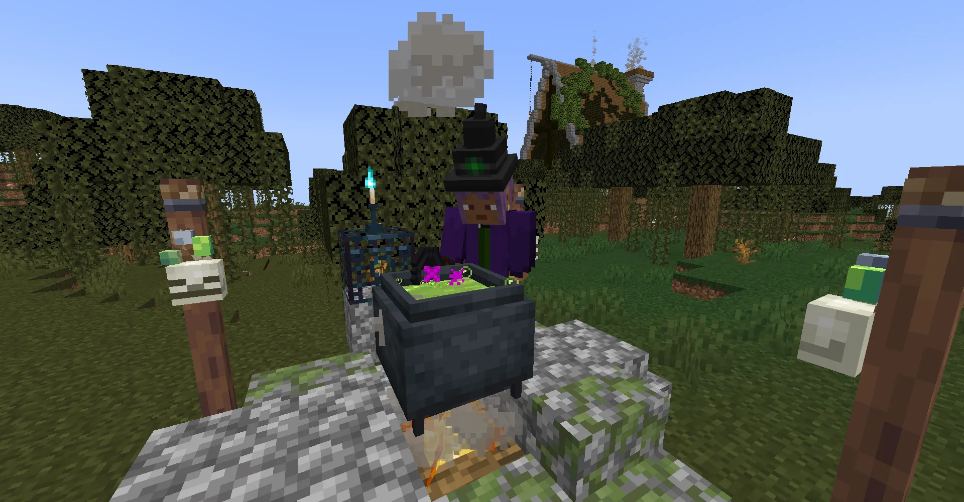 Интерфейс варочного котла из мода Goety: The Dark Arts, вдохновленный механикой зельеварения из Witchery.