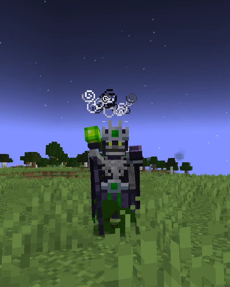 Игрок в форме лича из мода Goety: The Dark Arts.