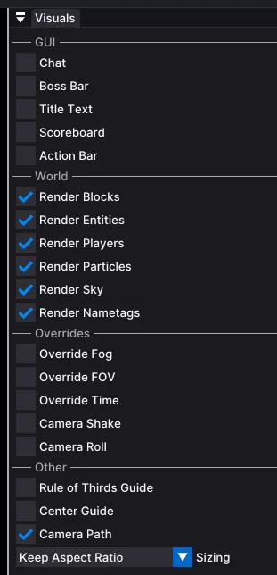Настройки визуальных эффектов и интерфейса в моде Flashback.