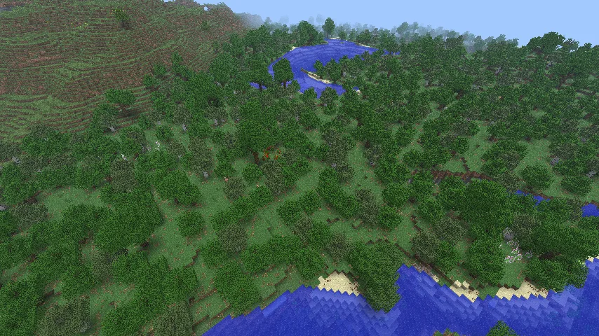 Ресурс-пак Default Beta: вид на биом в обычном мире Minecraft.