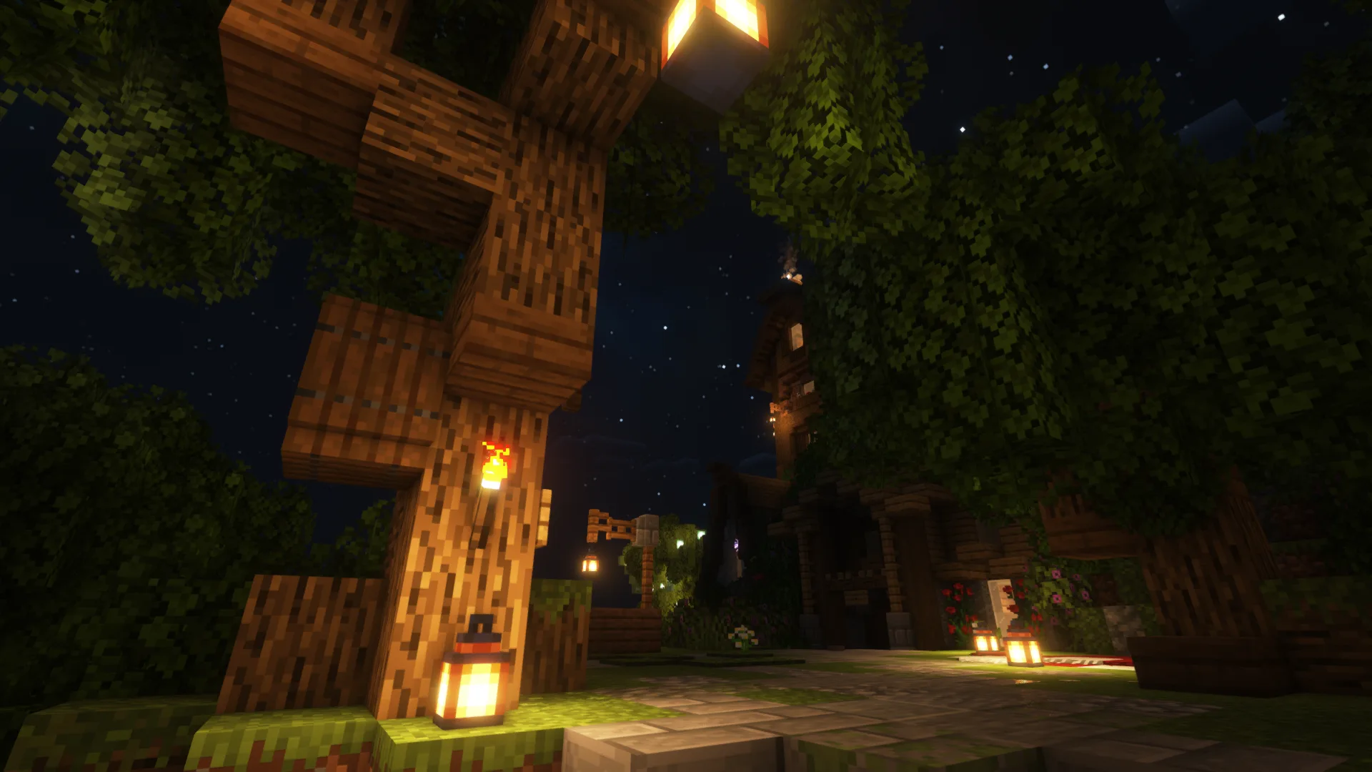 Пышная листва деревьев в Minecraft.