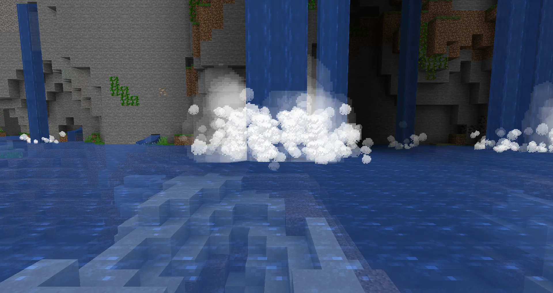 Скриншот водопадов из мода Subtle Effects для Minecraft.