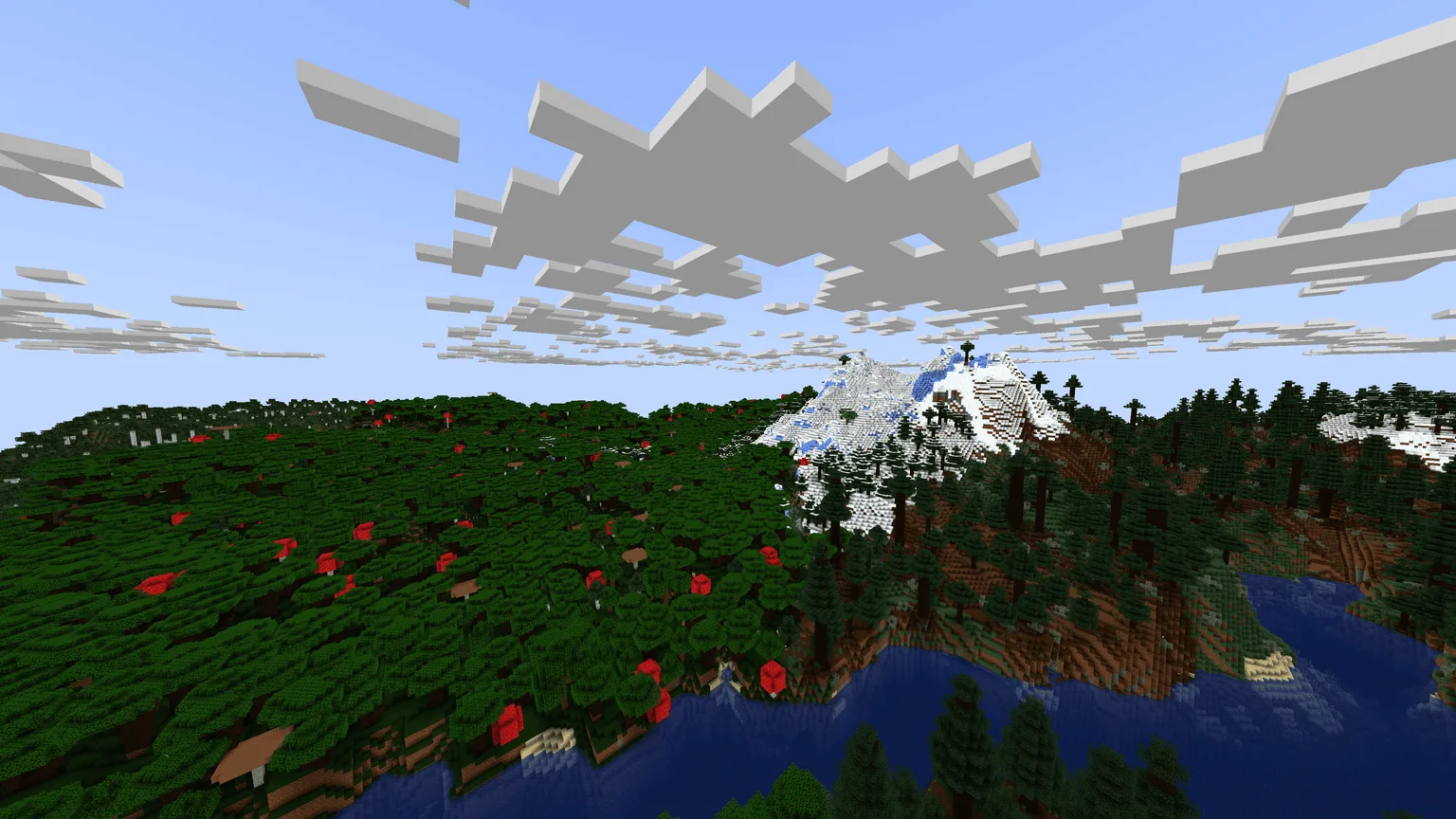 Лес и горы с шейдерами.