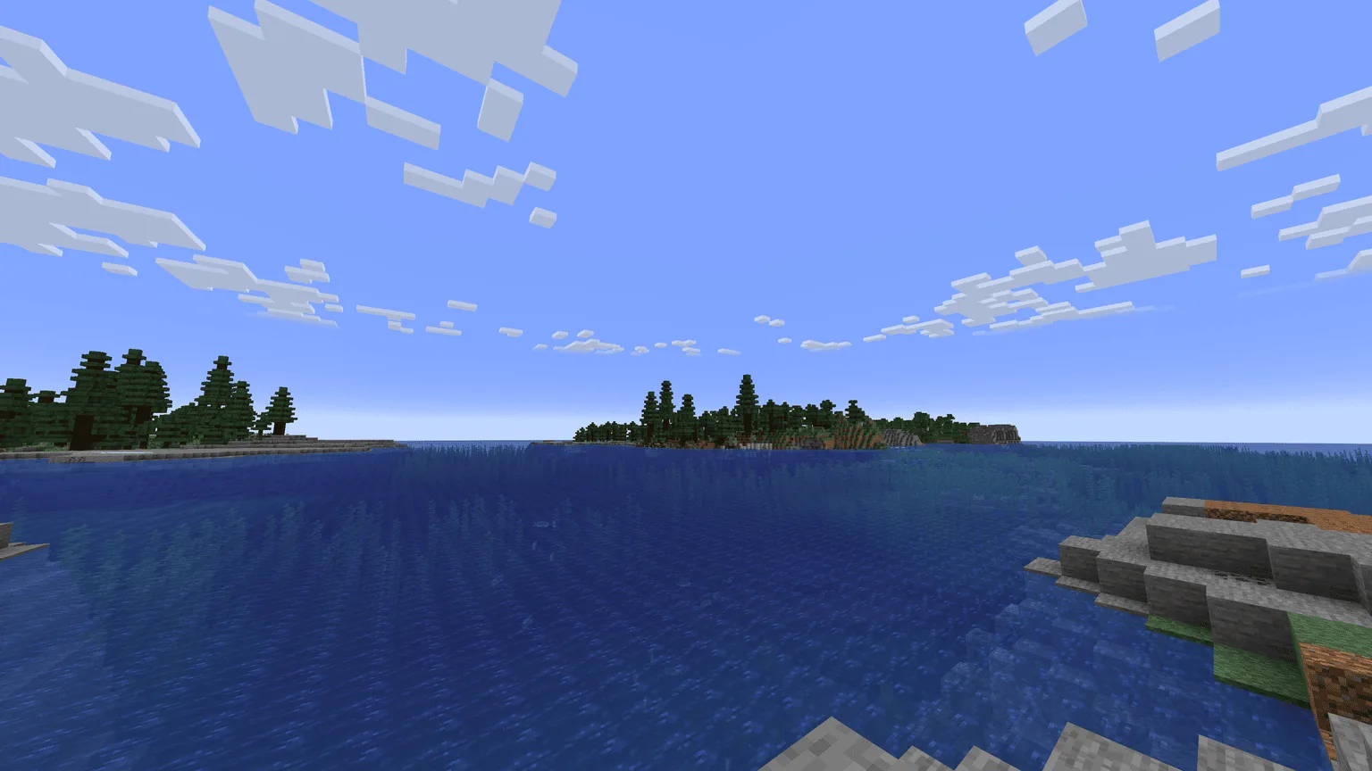 Круглый мир, плоский горизонт без шейдеров.