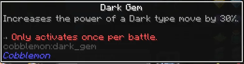Иконка настройки предметов MoreCobblemonTweaks с описанием эффектов драгоценных камней типов.