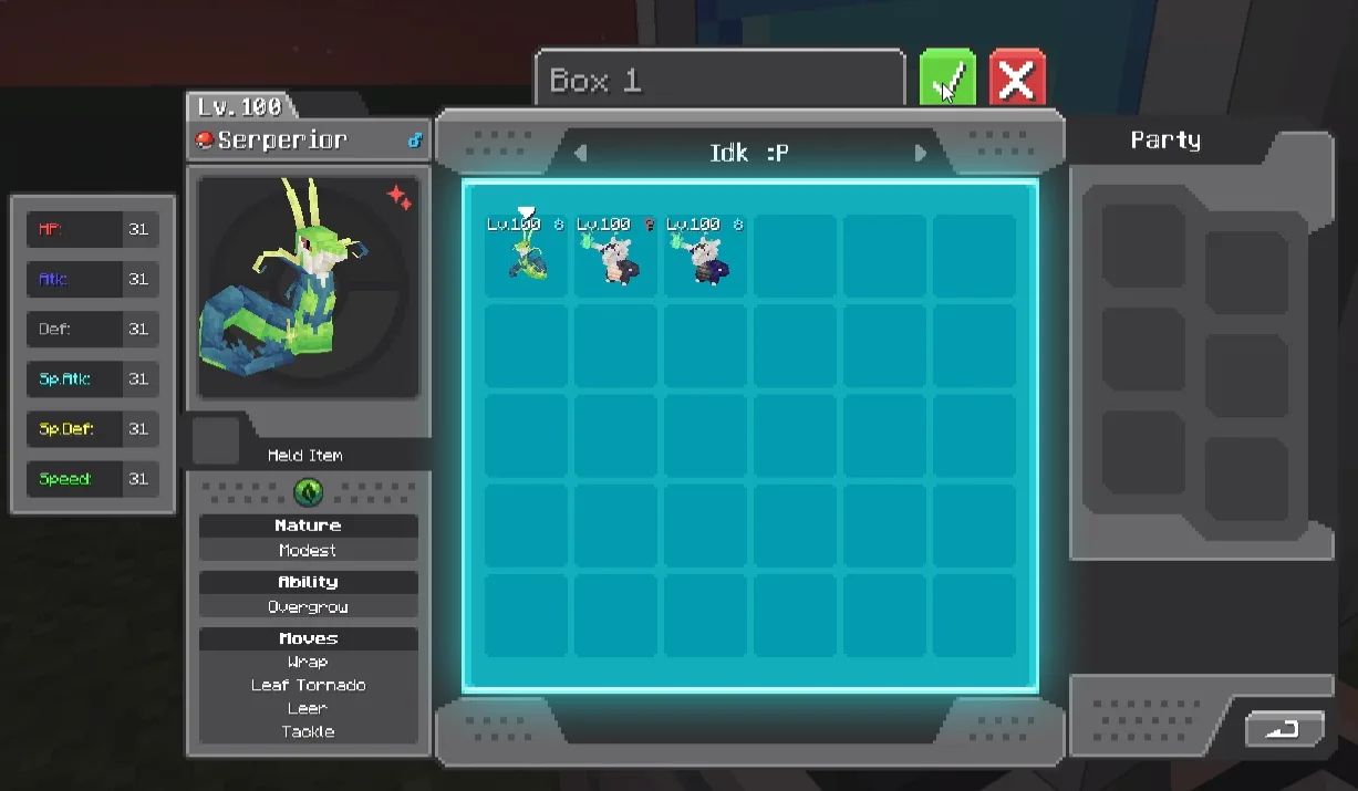 Интерфейс переименования ящика в моде MoreCobblemonTweaks.