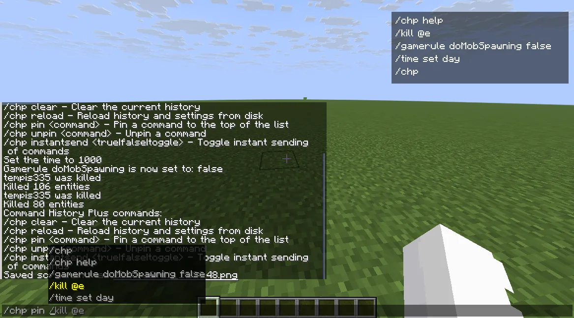 Закрепление команд в моде Command History Plus