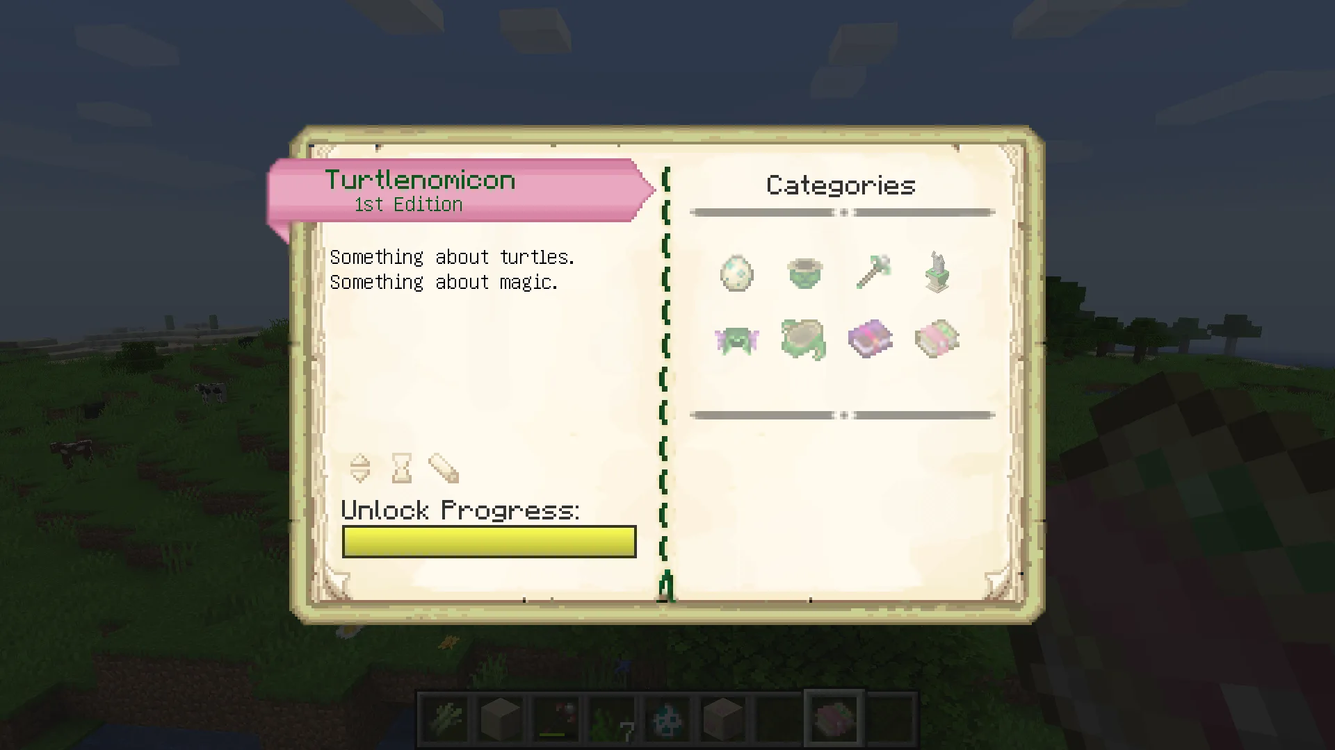 Turtlenomicon — внутриигровое руководство для мода Turtlemancy