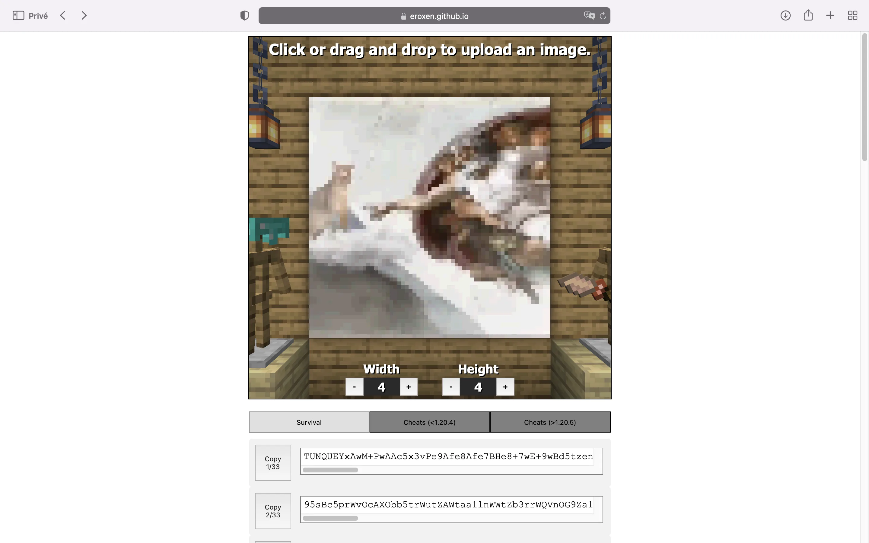 Веб-инструмент MC Paint для конвертации изображений в формат Minecraft.