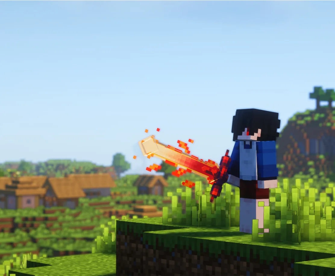 Меч из огня в Minecraft.