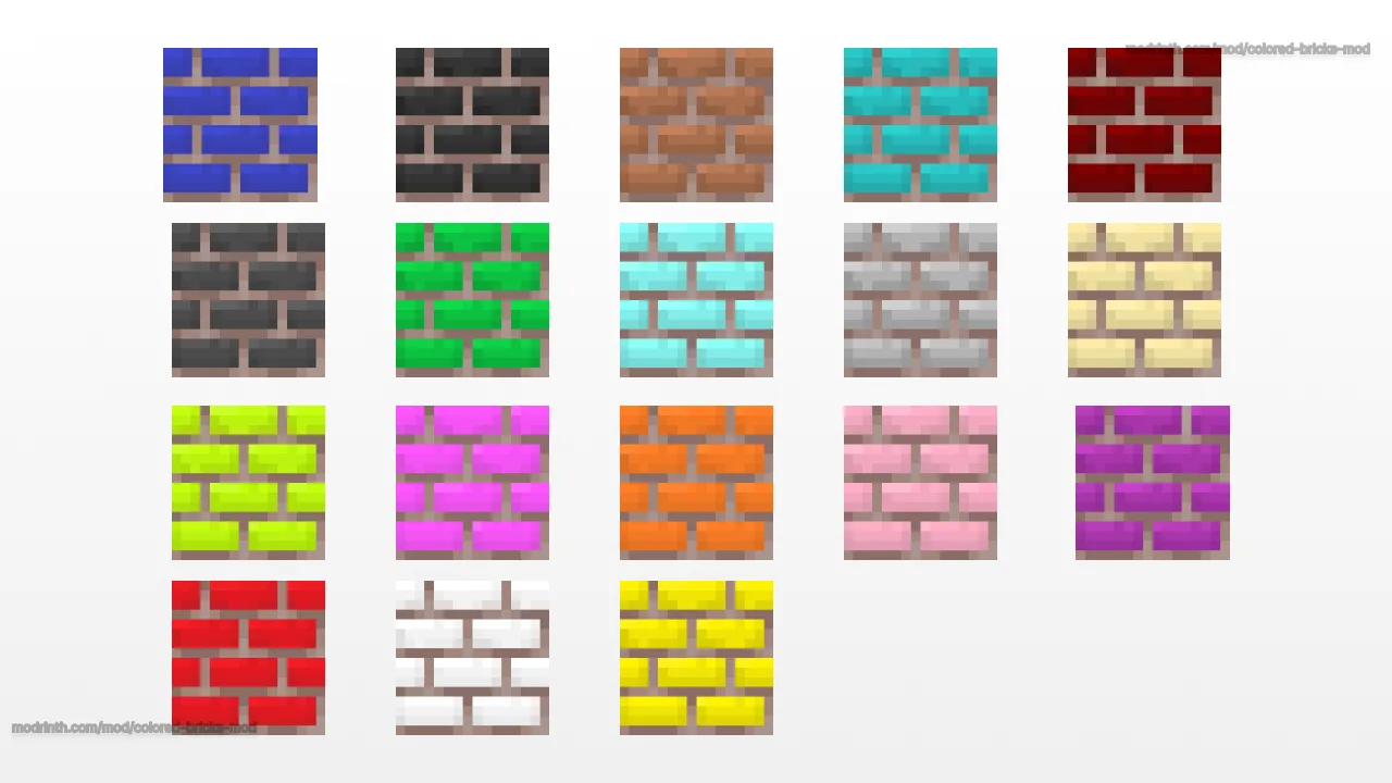 Все доступные цвета кирпичей в моде Colored Bricks