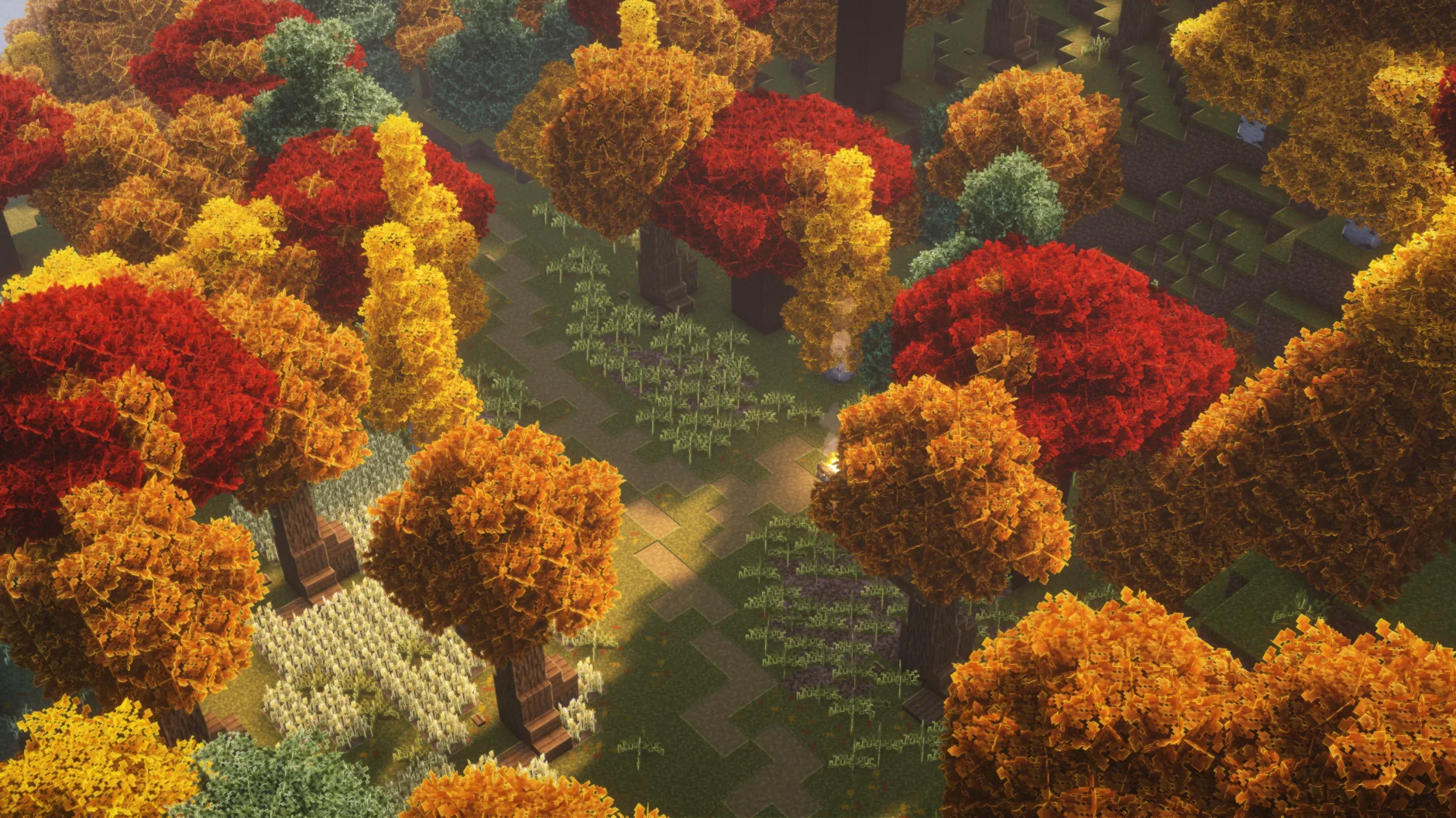 Пышная листва из дополнения AutumnPack для Minecraft.