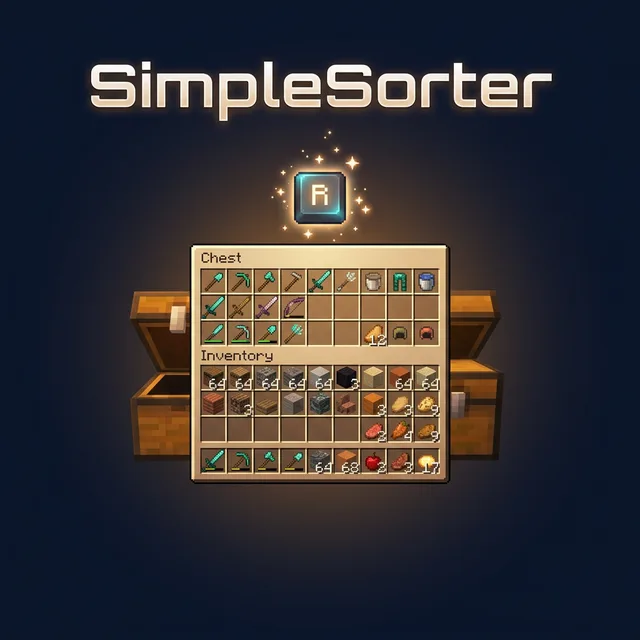 Скриншот мода Simplesorter, добавляющего систему автоматической сортировки предметов в Minecraft.