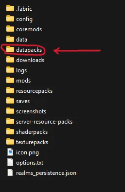 Расположение датапаков в Global Datapacks