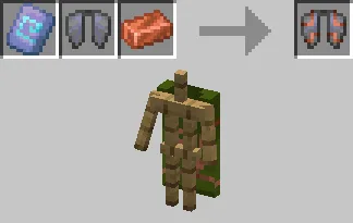 Рецепт крафта и стол для крафта elytra trim and dye в Minecraft.