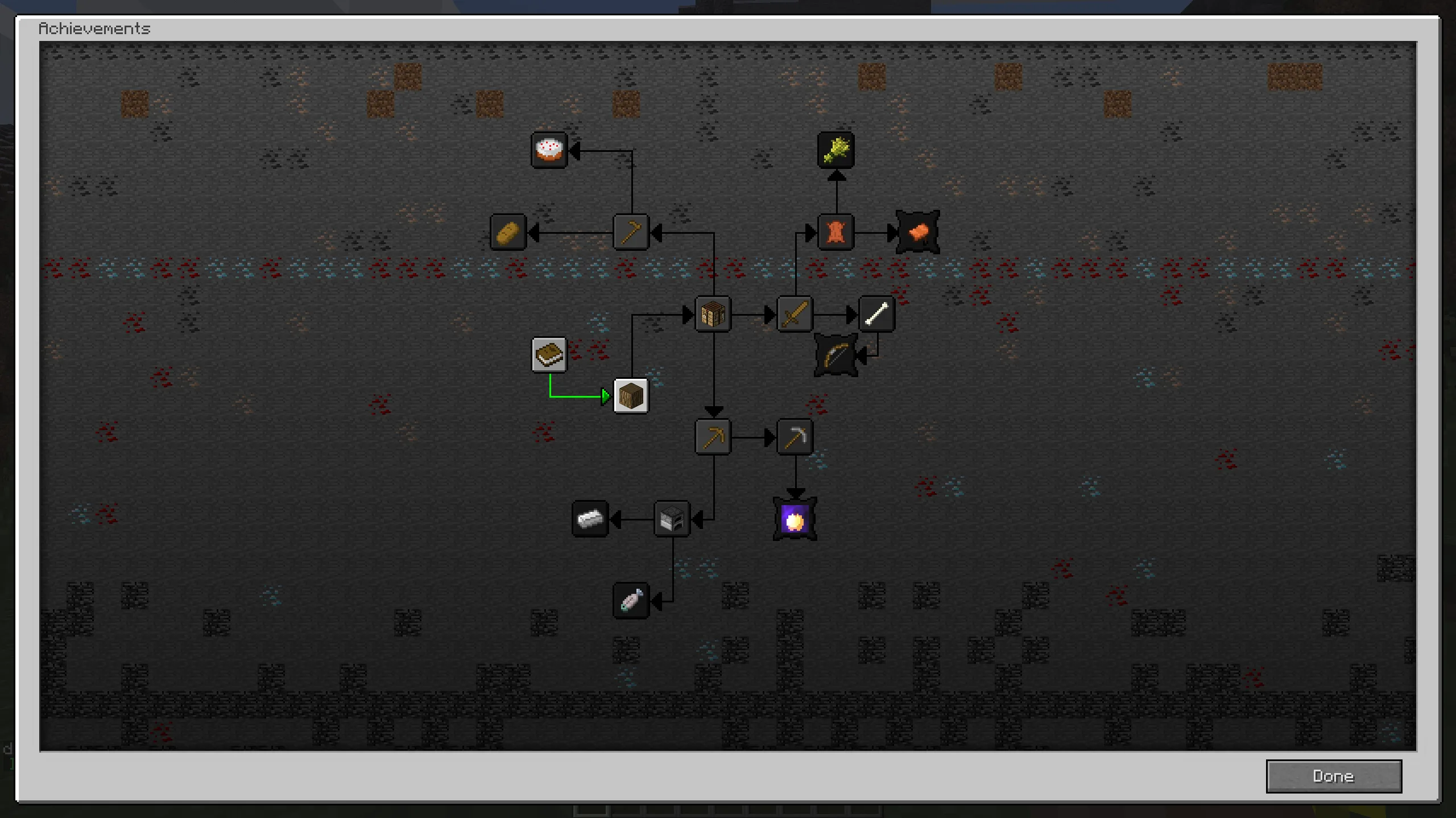 Окно достижений в стиле Minecraft до версии 1.12.