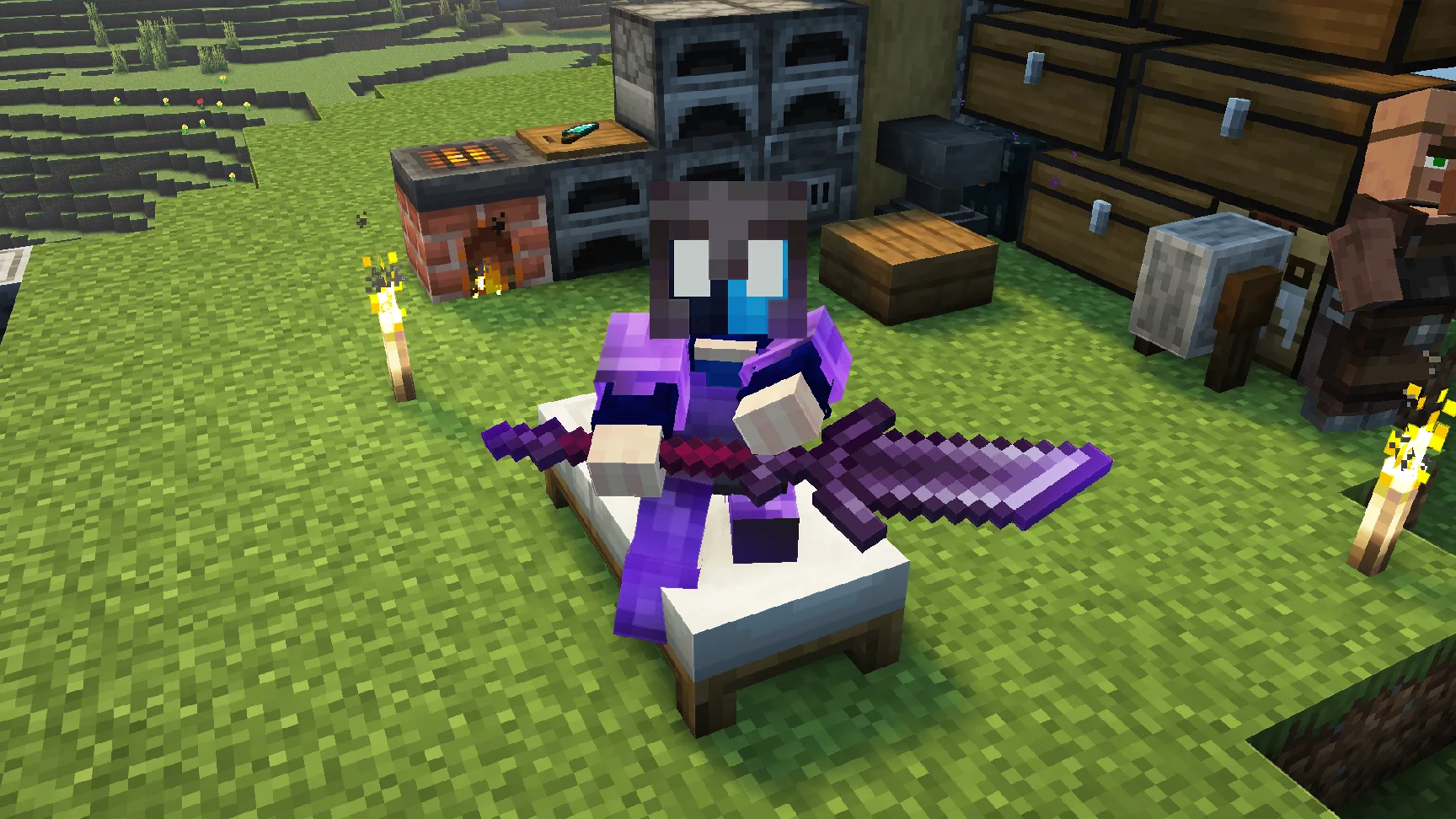 Персонаж с даггерлансом в Minecraft с модом Sitting+