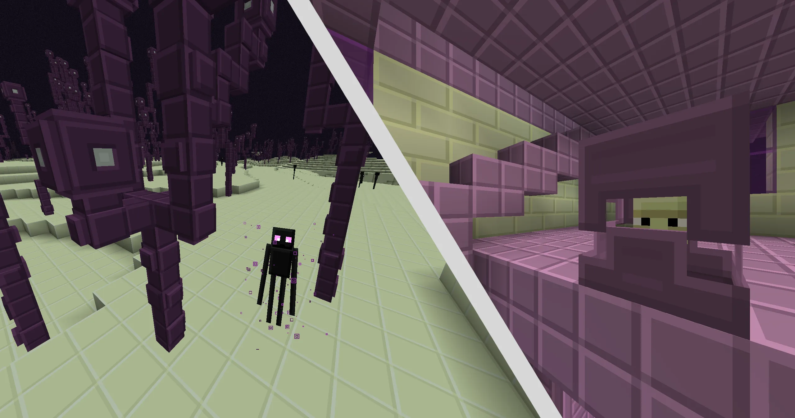 Вид на измерение Энд в Minecraft.