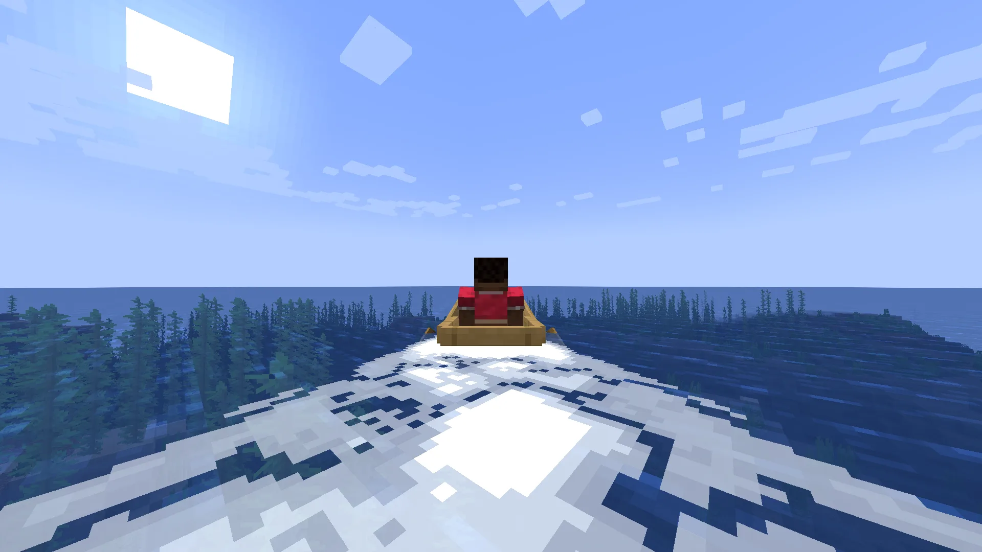 Вид на следы (волны) на водной поверхности в Minecraft.