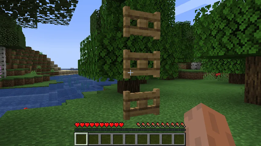 GIF-анимация соединенных калиток из Minecraft.