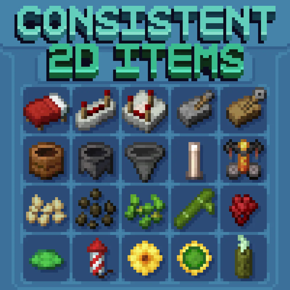 Демонстрация 2D-предметов из набора Consistent 2D Items.