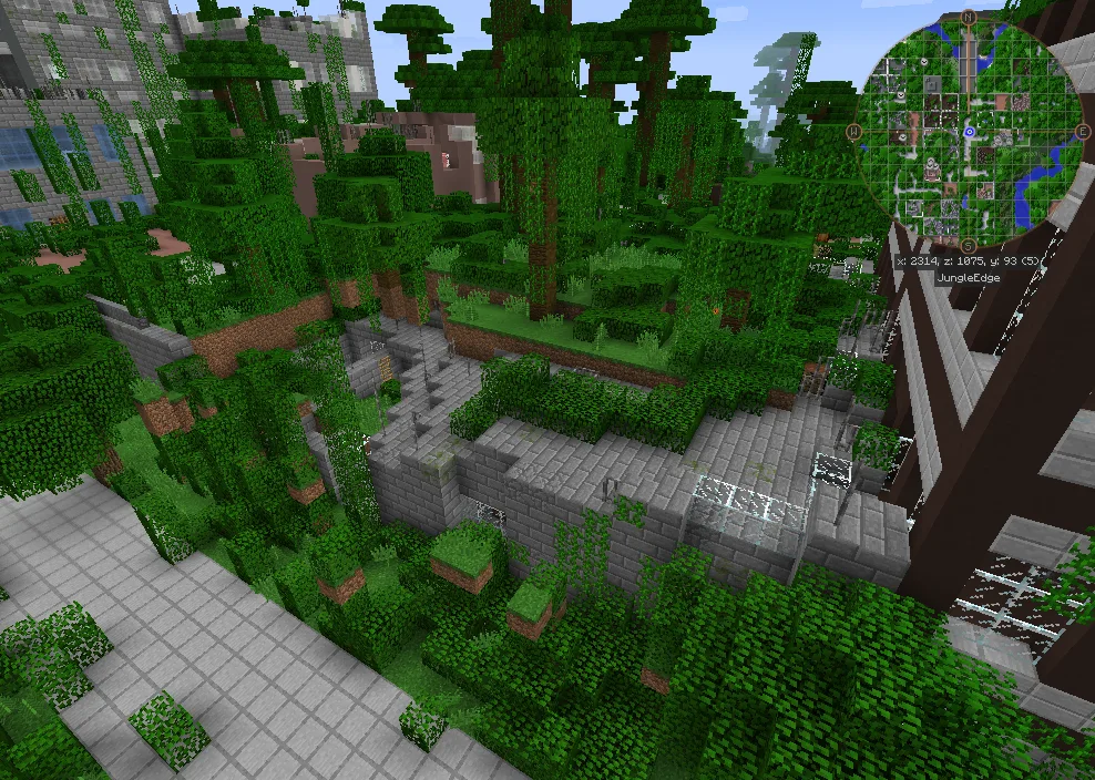 Руины заброшенного города в Minecraft.