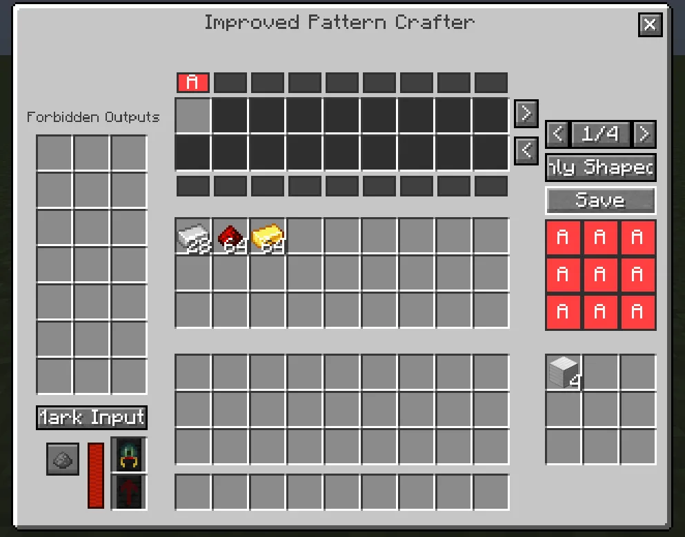 Интерфейс графического меню мода Pattern Crafter.