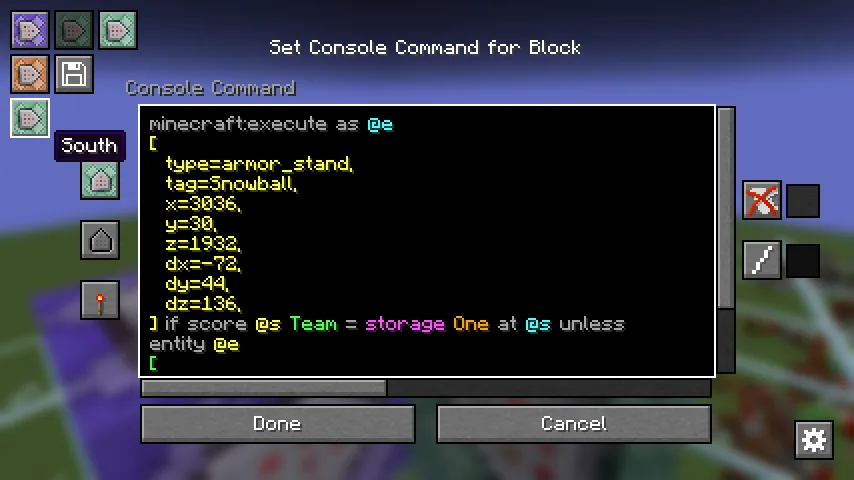 Интерфейс навигации по цепочке командных блоков в проекте Better Command Block UI.