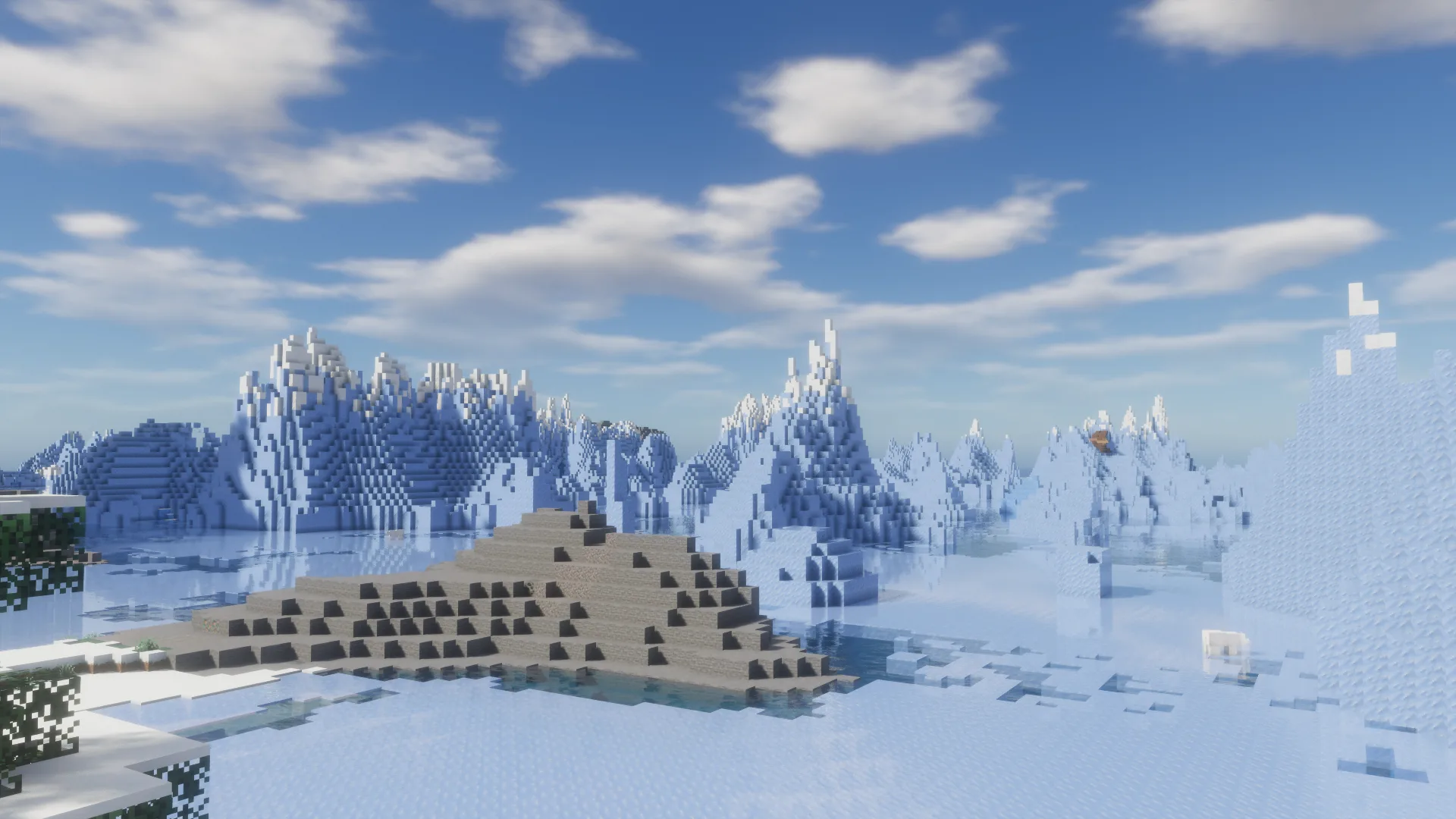 Дневной вид на айсберги с шейдерами Forget-Me-Not.