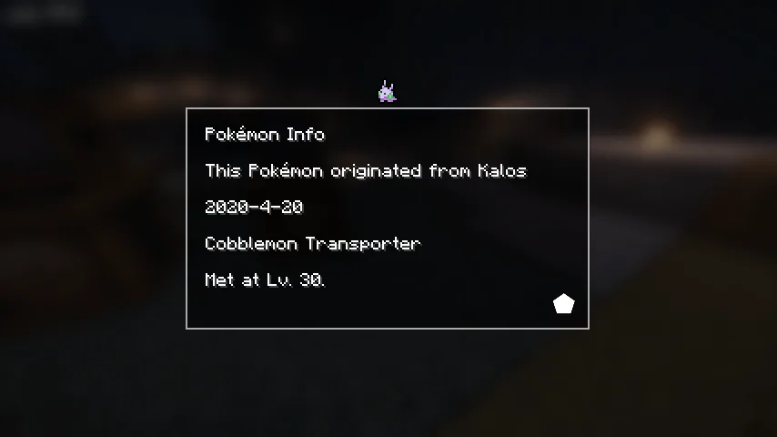 Скриншот с покемонами из региона Калос в модификации Cobblemon Extra Data.