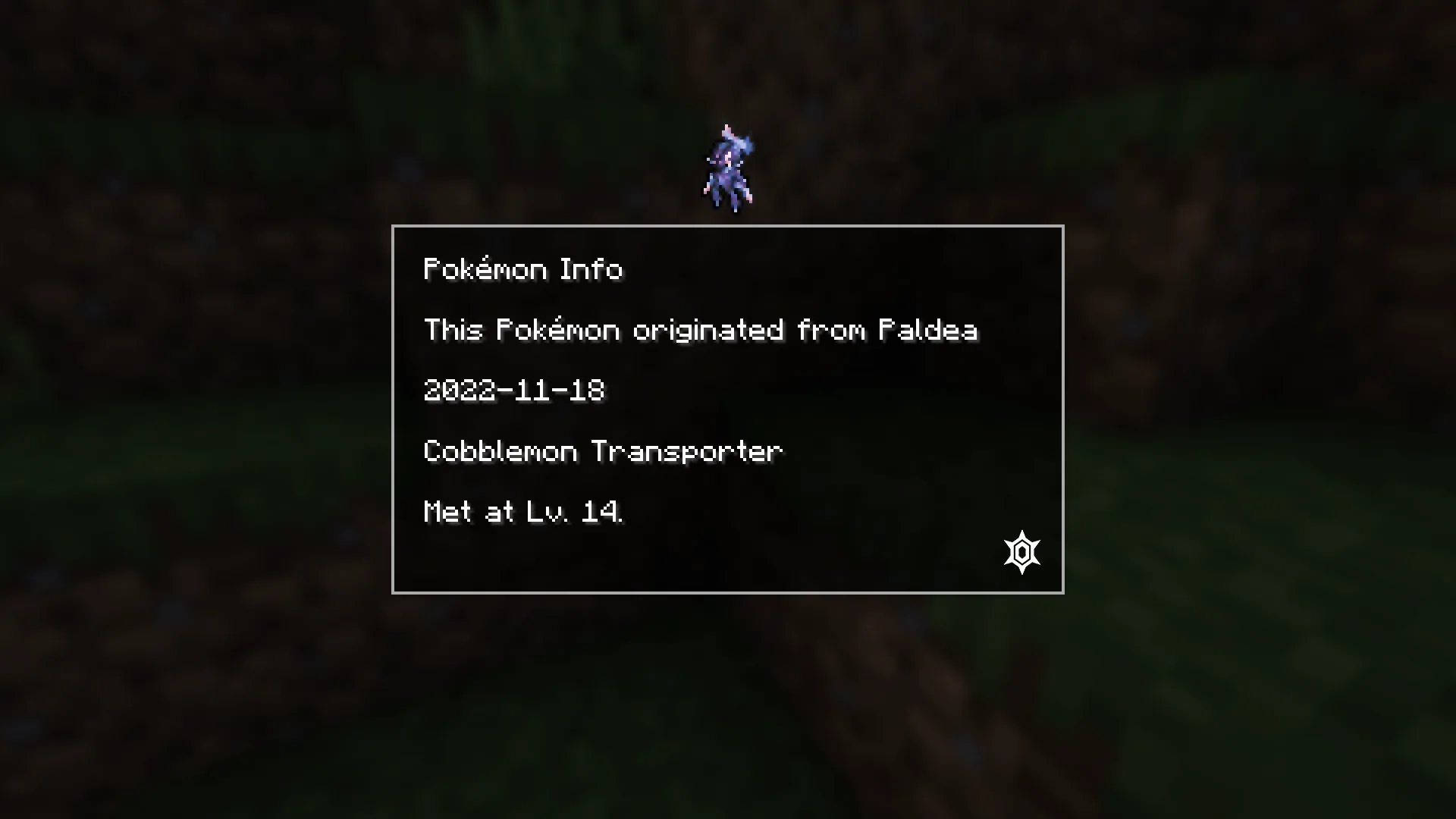 Скриншот покемонов из региона Палдеа в моде Cobblemon Extra Data.