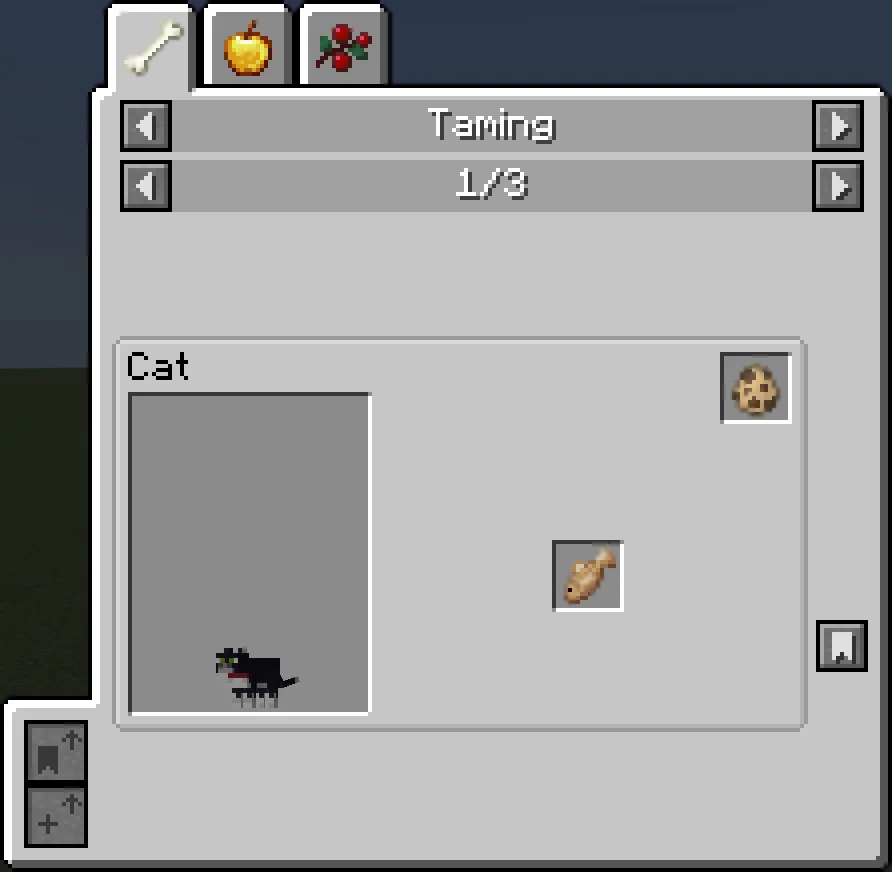 Интерфейс мода Just Enough Breeding, отображающий предмет для приручения моба.