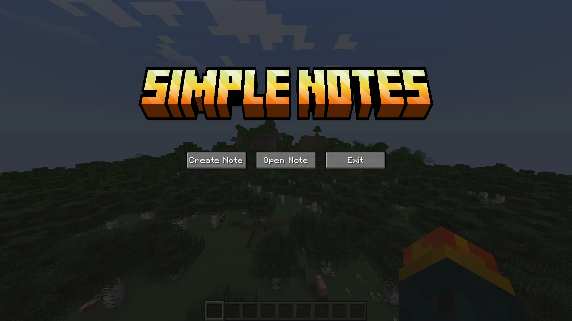 Главное меню мода Simple Notes