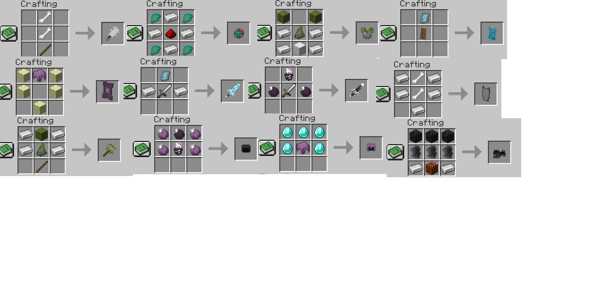 Интерфейс с рецептами крафта для проекта Legendary Monsters.