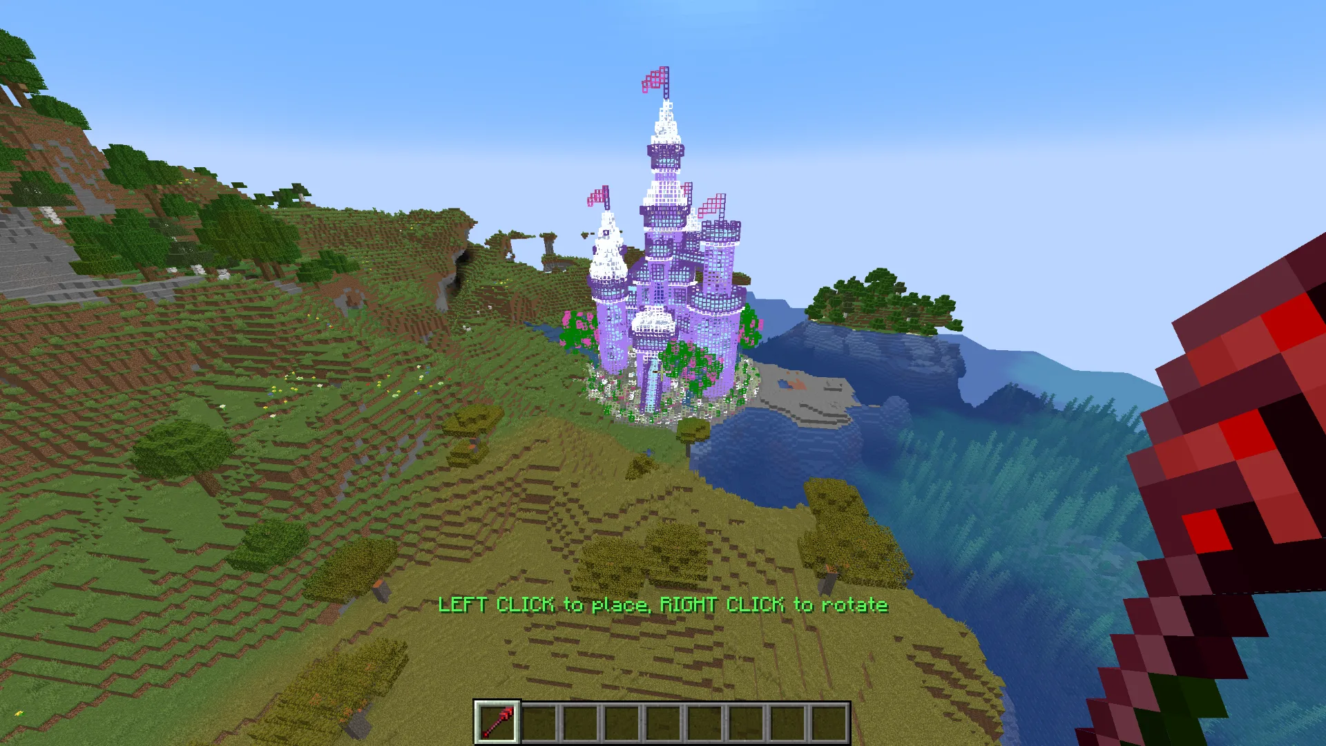 Предпросмотр постройки с помощью предмета Build Placer в моде BuildPaste.