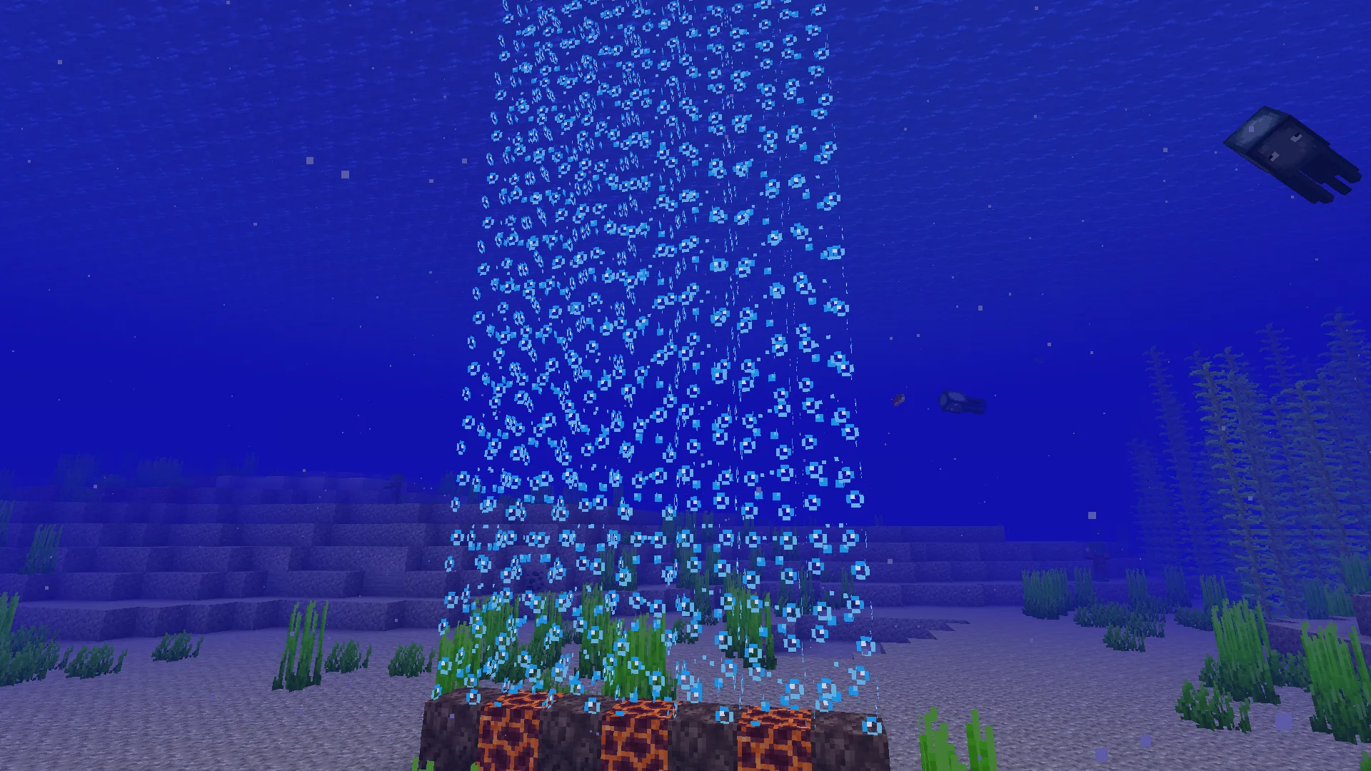 Пузырьки воды под поверхностью в стиле Minecraft.