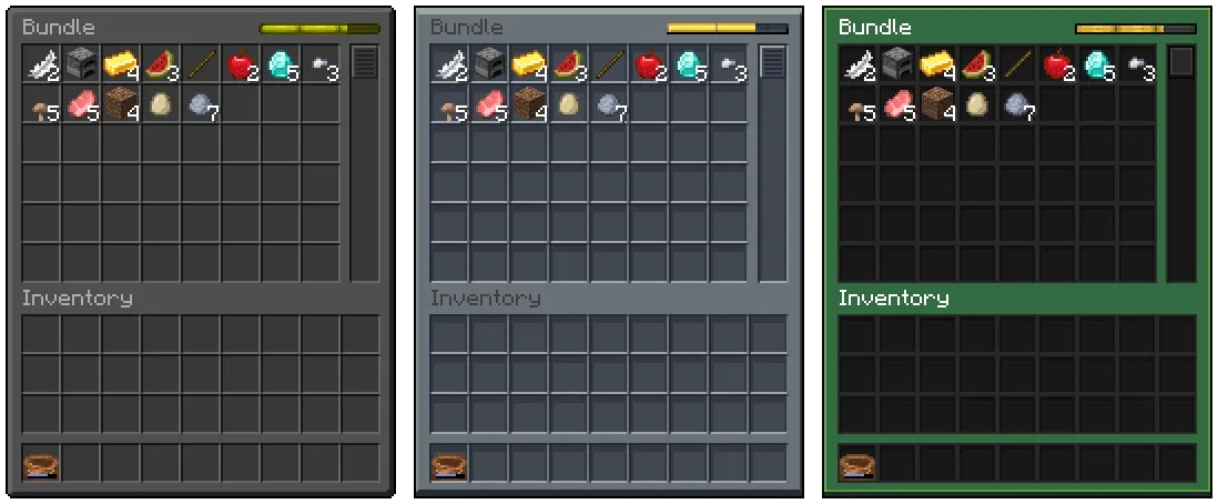 Интерфейс мода Bundle Inventory, адаптированный под разные ресурспаки.