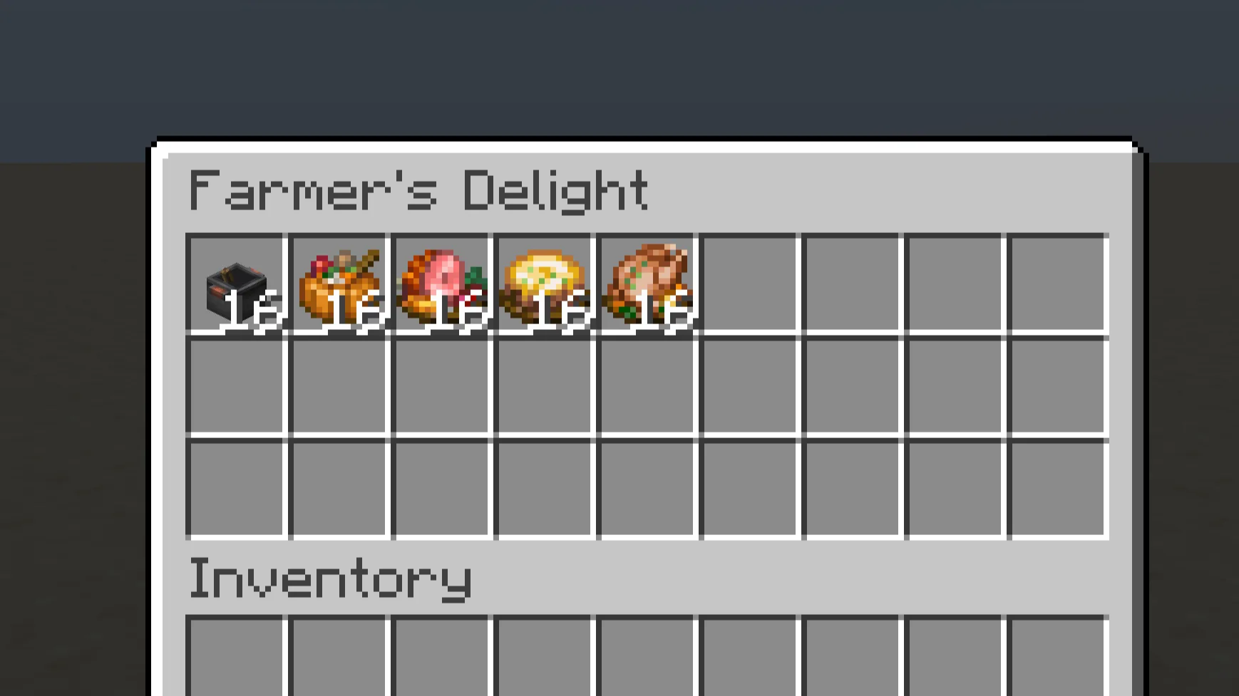 Стандартные размеры стаков предметов Farmer's Delight в моде Upstack