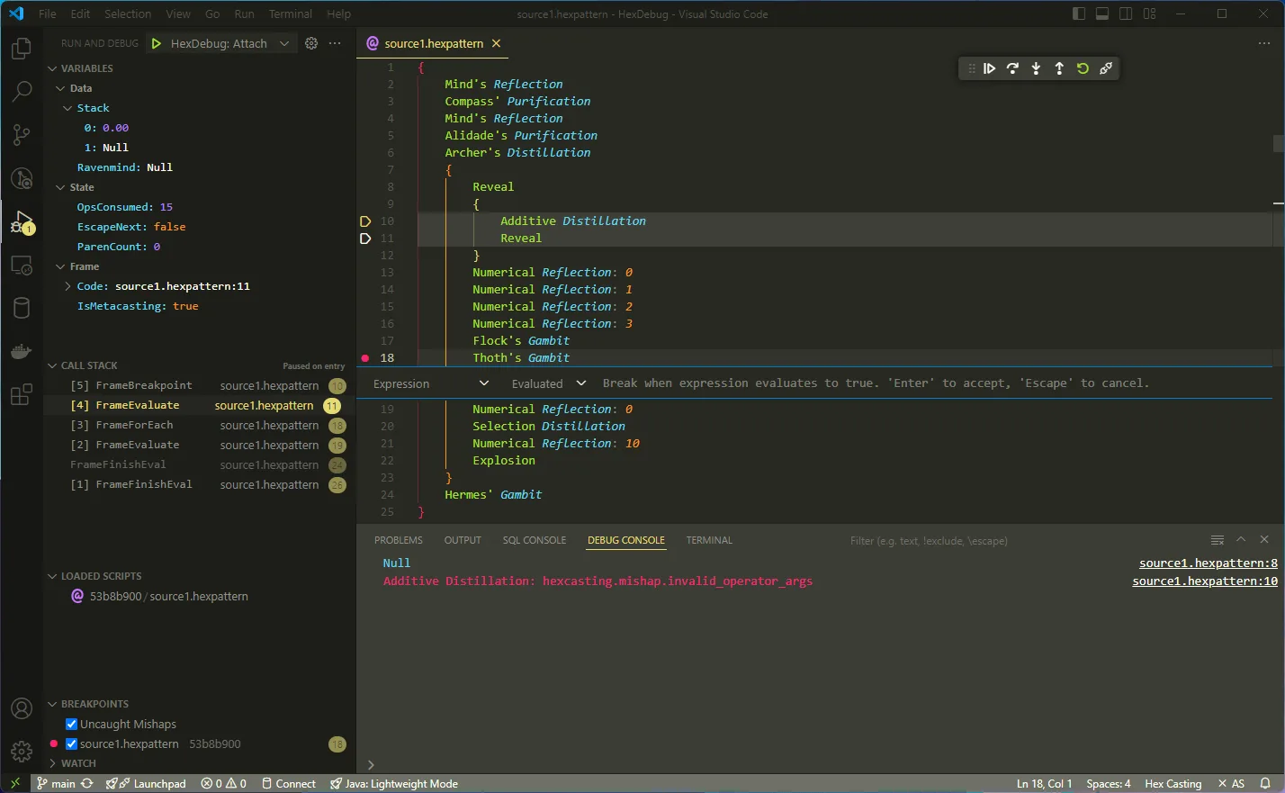 Отладка мода HexDebug в VSCode