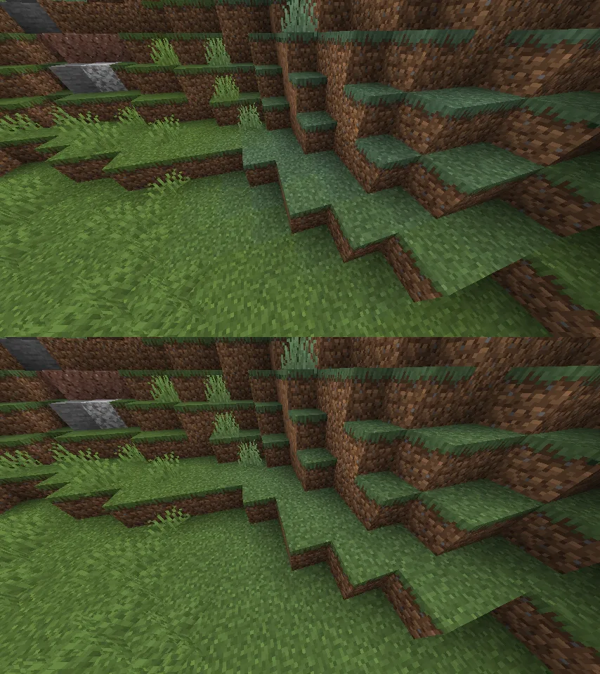 Скриншот Minecraft с улучшенным плавным переходом между биомами благодаря моду Sodium.