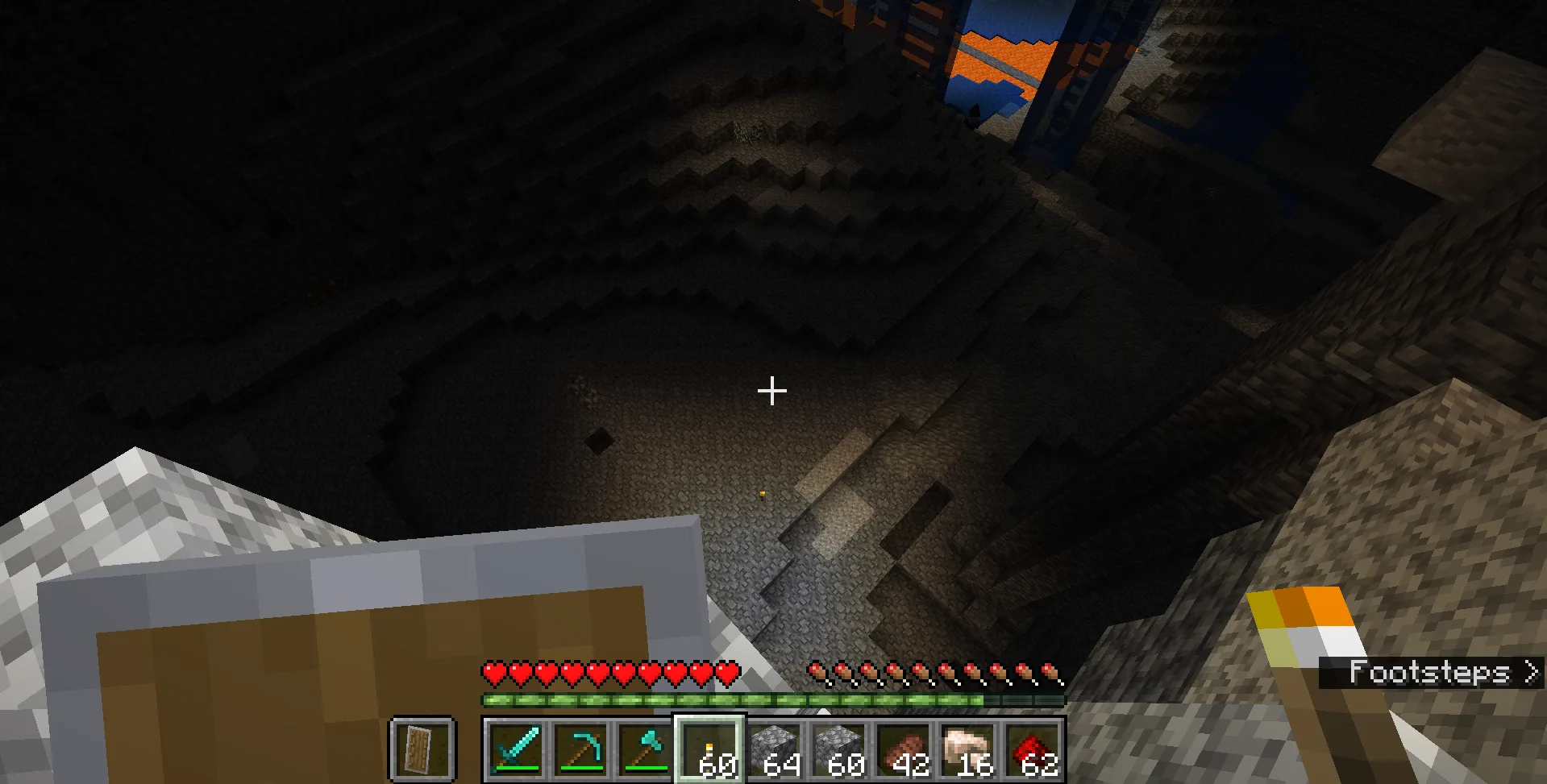 Факел, падающий в пещеру с динамическим освещением.