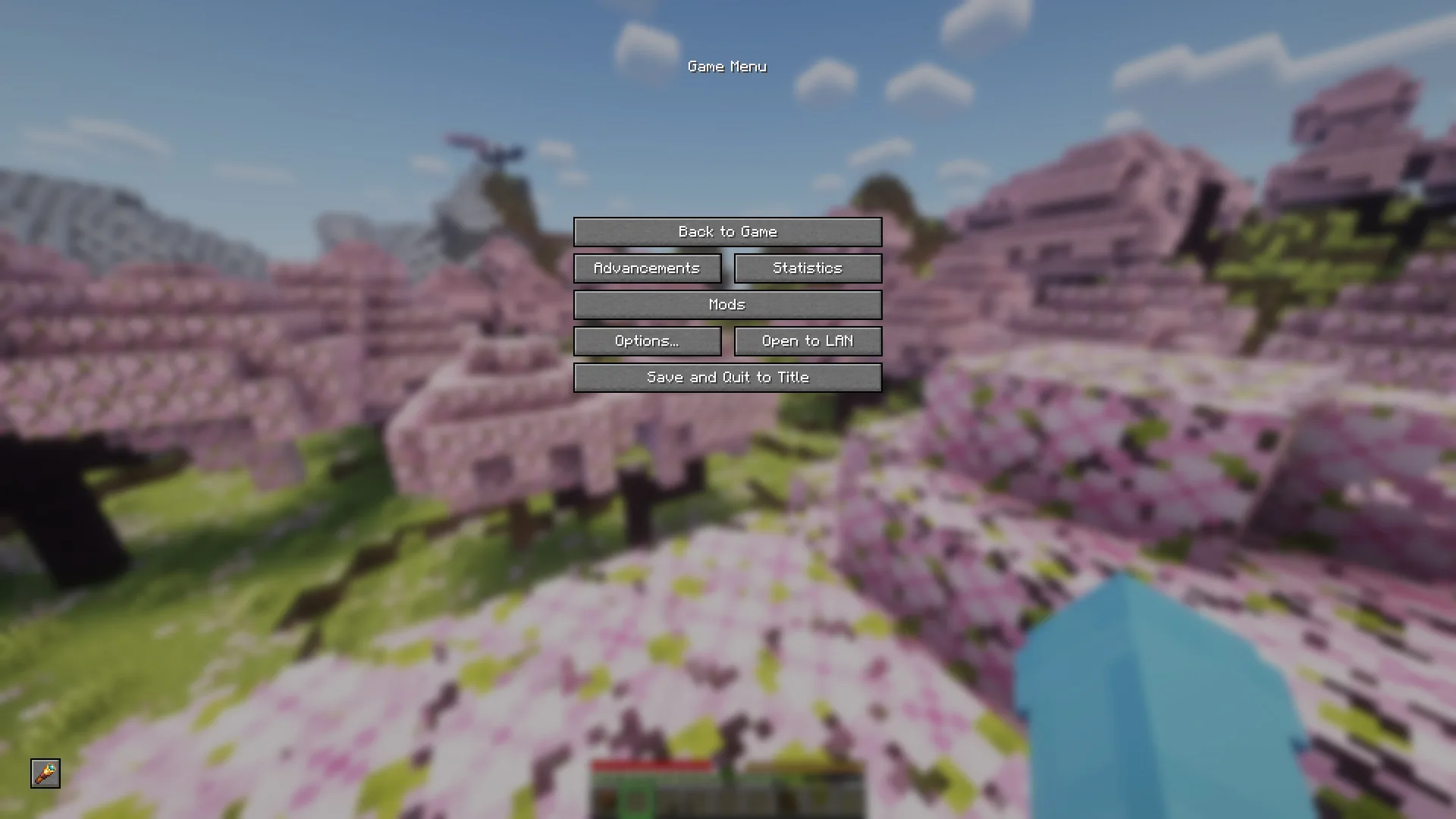 Размытие фона в меню сборки Baked Blocks
