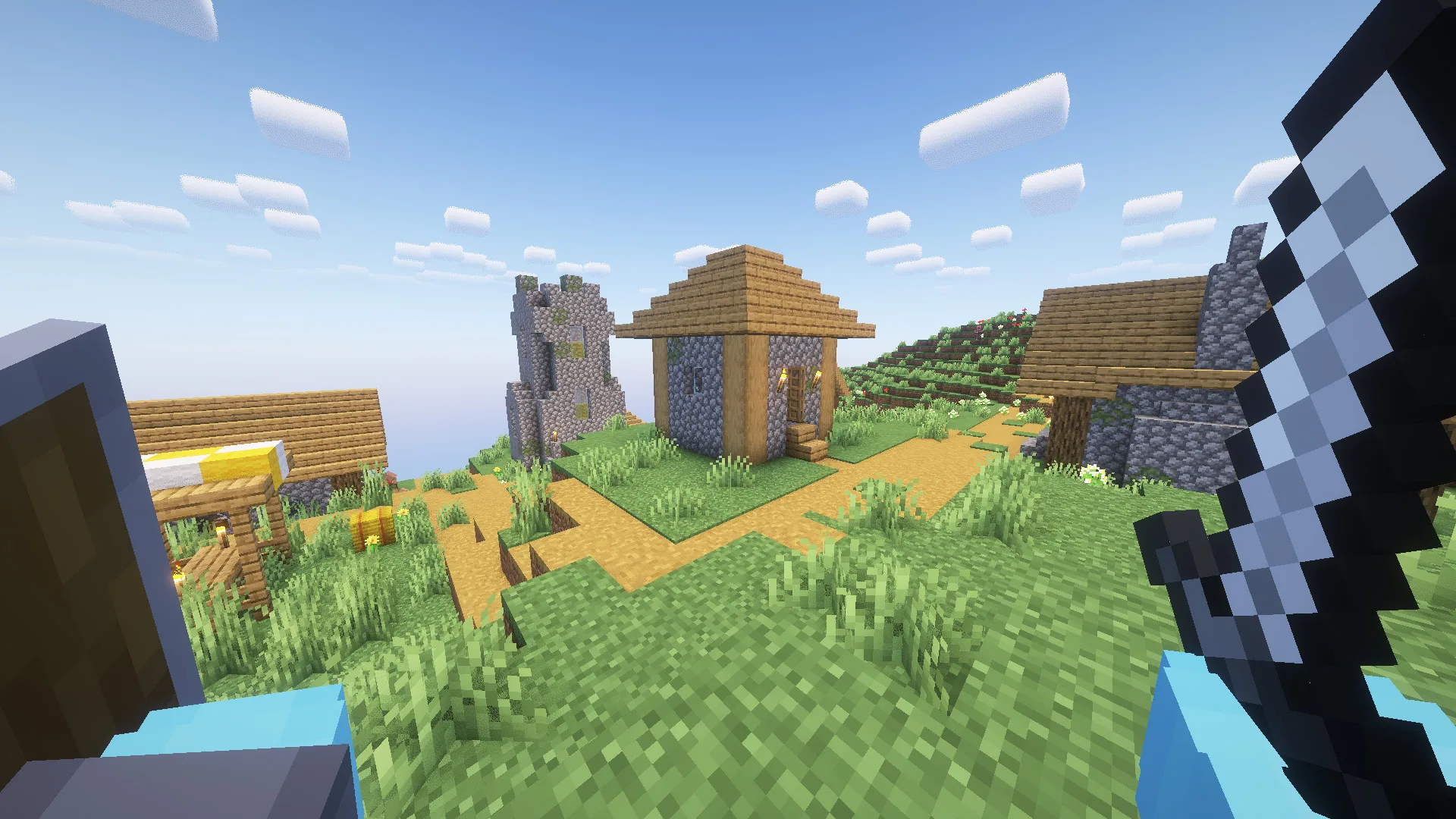 Вид руки с предметом в Baked Blocks