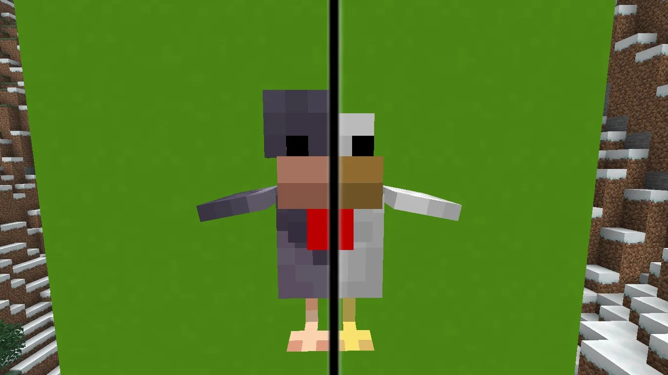 Скриншот ресурспака Remove mob variants с курицей в Minecraft.