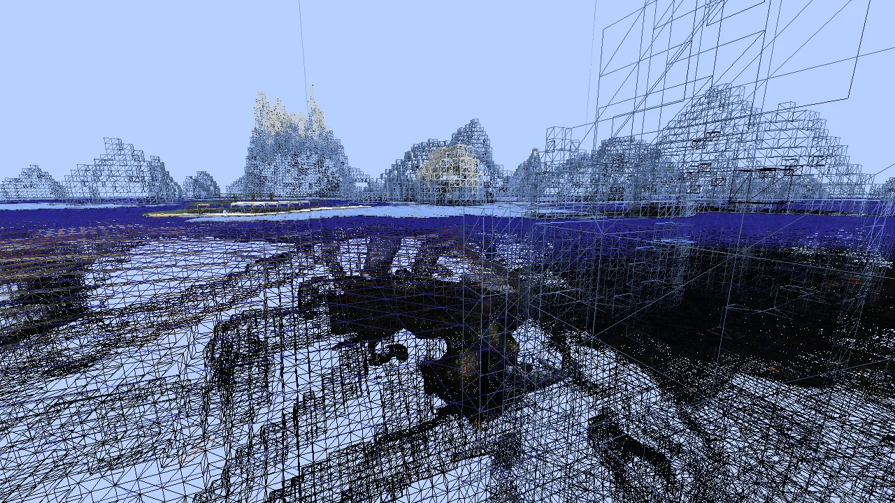 Режим каркасного отображения (wireframe) в моде Lucium