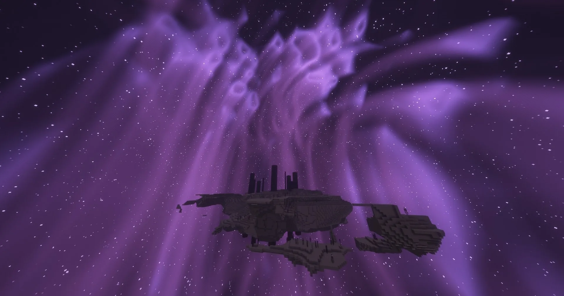 Эндер-столбы с шейдером Prismarine.