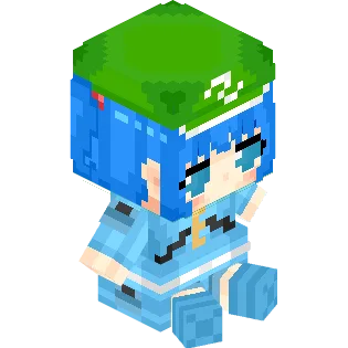 Пиксель-арт персонажа Nitori из серии Touhou в стиле Minecraft.