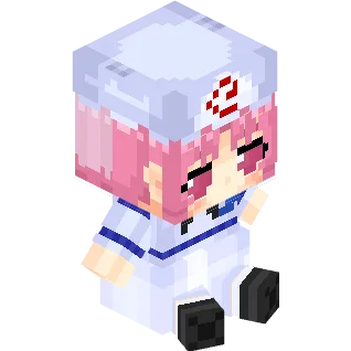 Пиксель-арт персонажа Ююко в стиле Fumo в Minecraft.