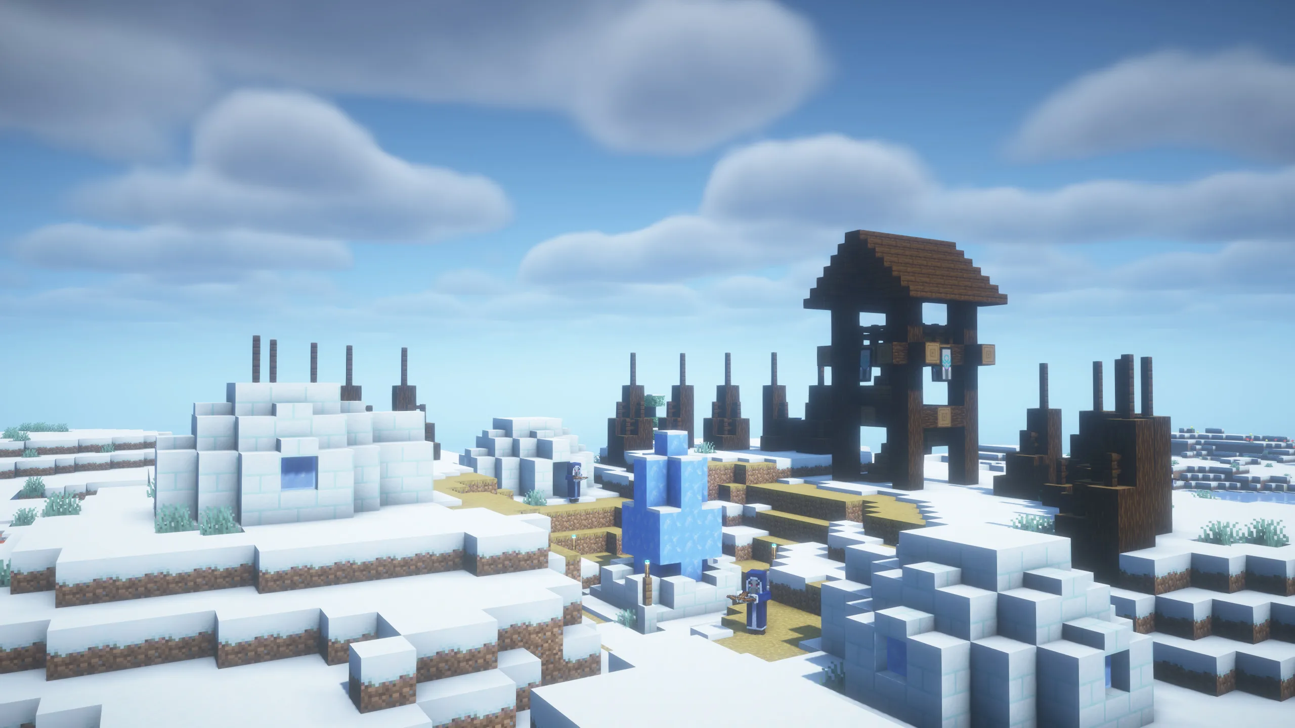 Аванпост ледяных жителей из мода Frostiful, снятый с шейдерами BSL.